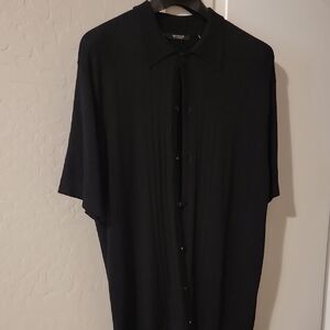 Knit Button-Up Black Shirt